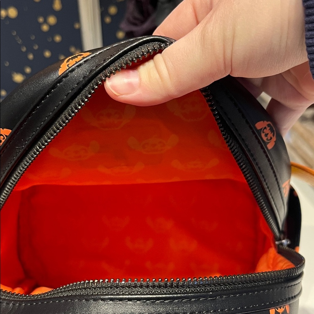 Loungefly Black and Orange Halloween Stitch Pumpkin Mini Backpack - Picture 5 of 7